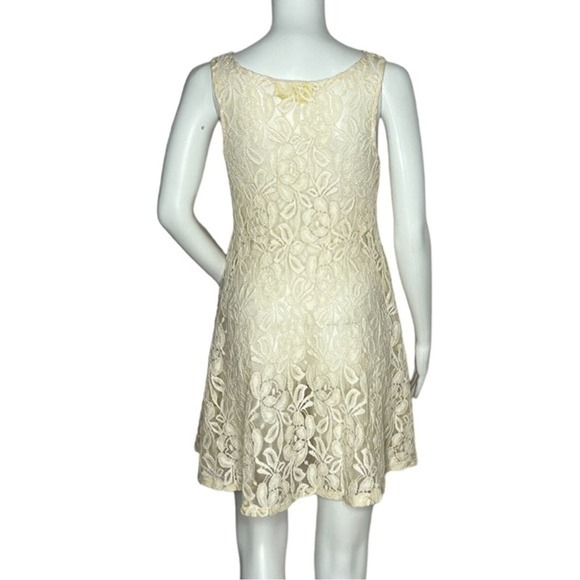 Free People Dress Womens XS Cream Miles Of Lace Sheer Lace Mini Neutral Feminine - Picture 3 of 7